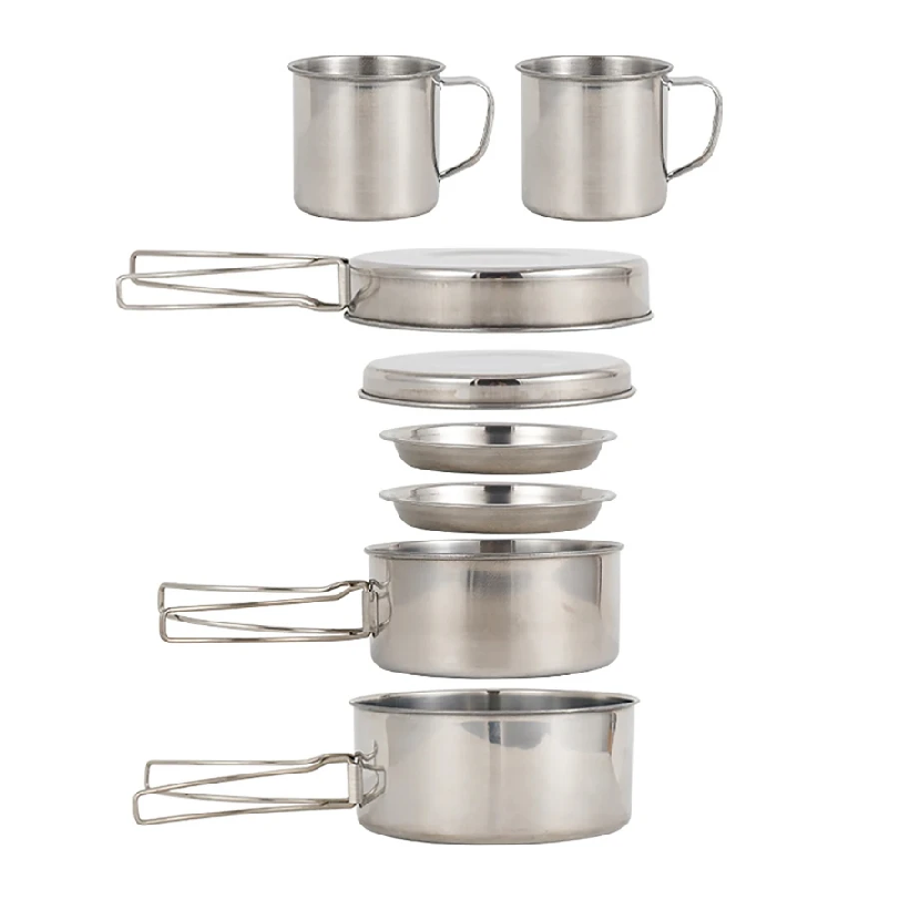 Camping Cooking Ware Set - 8개/세트 캠핑 조리기구 세트 스테인리스 스틸