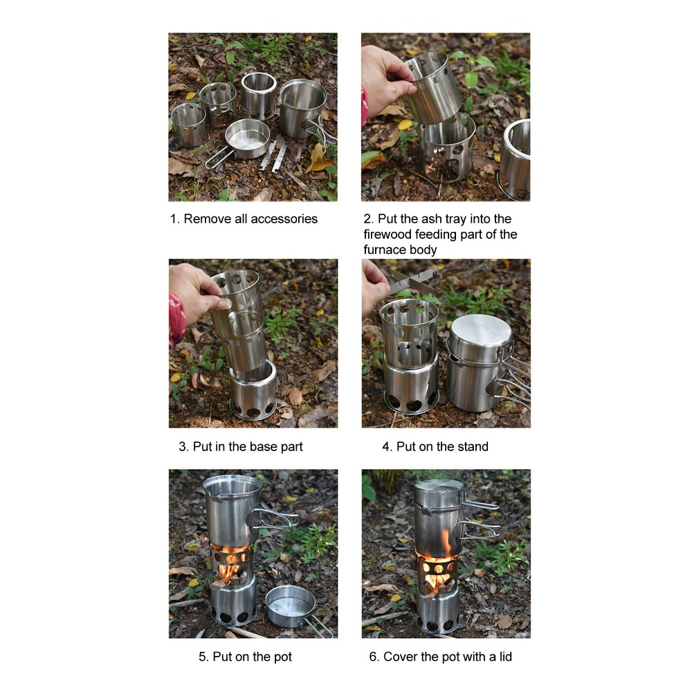 Camping Cooking Set Stainless Steel - 내구성이 뛰어난 스테인레스 스틸 캠핑 조리기구