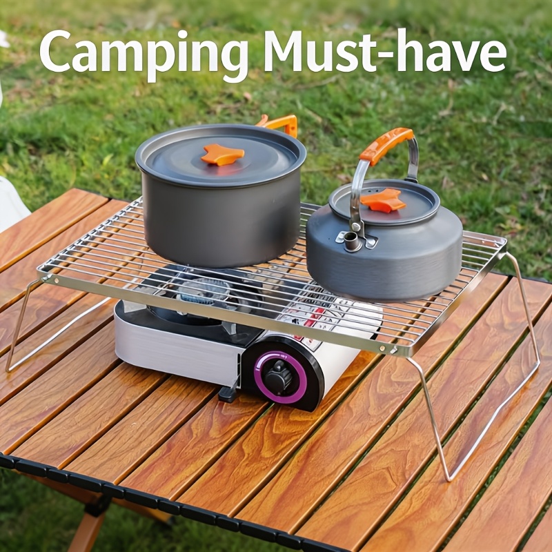 Campfire Cooking - 휴대용 접이식 스테인리스 캠프파이어 스탠드 –