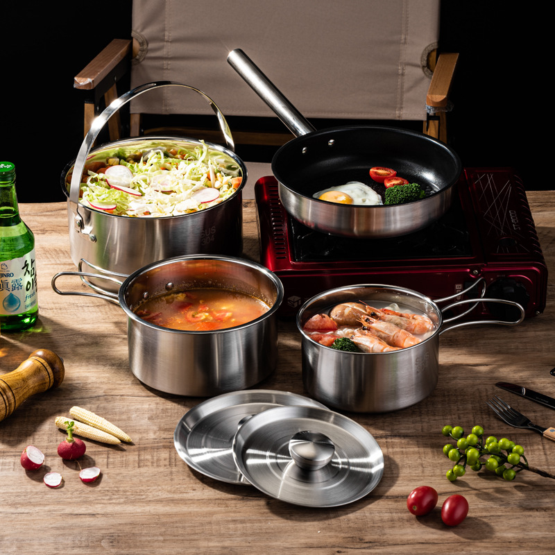 Camping Cooking Set For 4 - 휴대용 캠핑 피크닉 조리기구 세트 4종