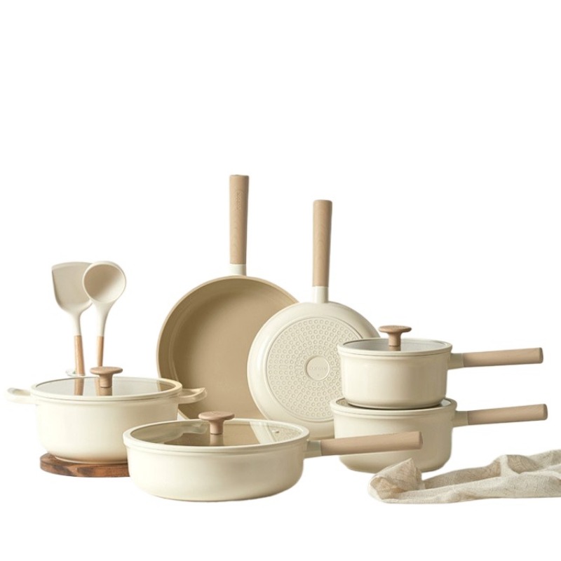 Camping Cooking Pots And Pans Set - 겔링 중국산 저렴한 화이트 티타늄 세라믹