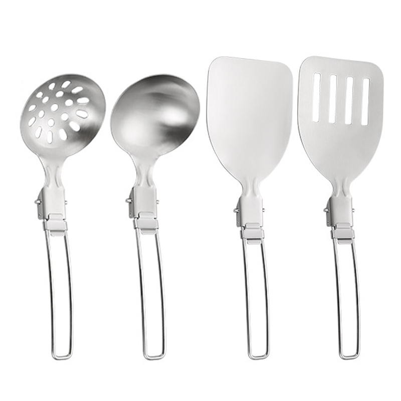 Camping Cooking Set For 4 - 4PCS 야외 접이식 주방기구 세트 캠핑
