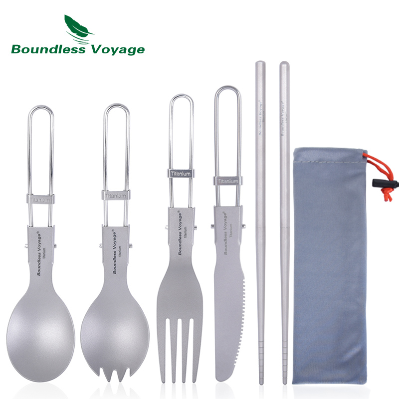 Camping Cooking Knife Set - 무한 항해 티타늄 캠핑 식기 접이식