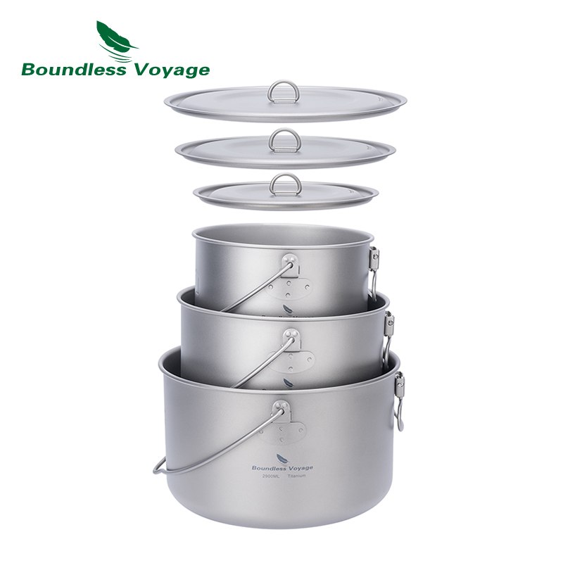 Camping Cooking Ware Set - Boundless Voyage 티타늄 냄비, 캠핑 조리기구,
