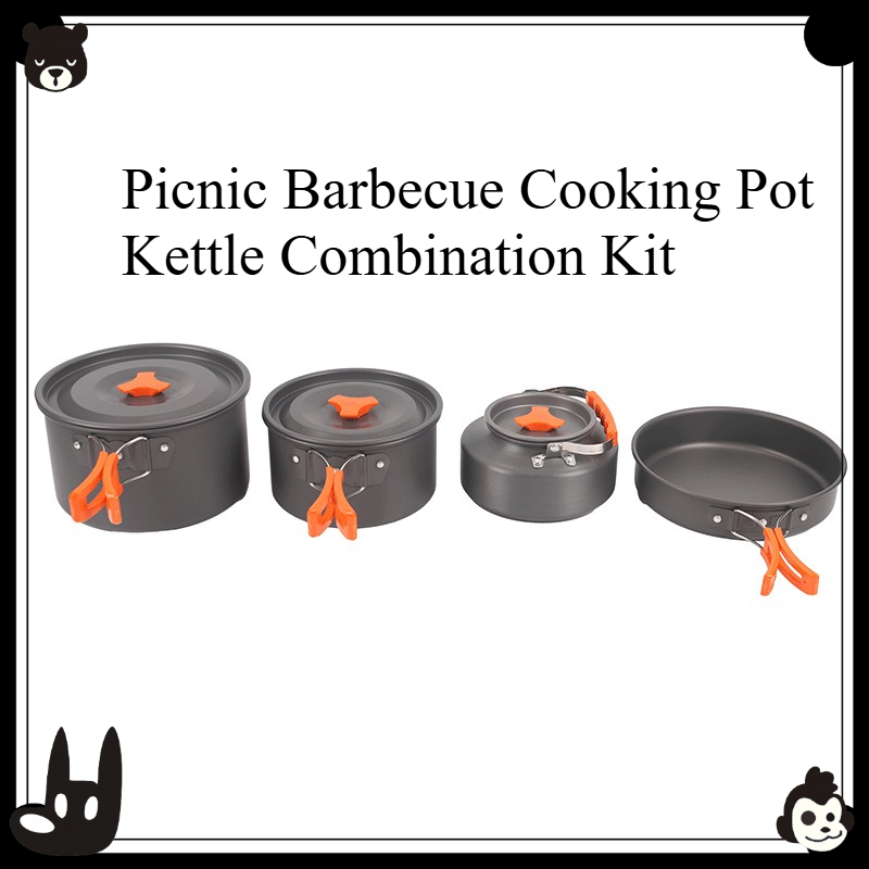 Camping Cooking Set For 4 - 휴대용 야외 조리기구 세트 4종 캠핑