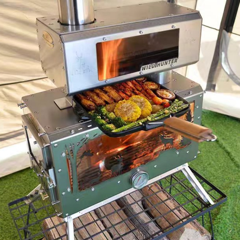 Camping Cooking - 캠핑용 장작 난로 2면 화덕 관찰용