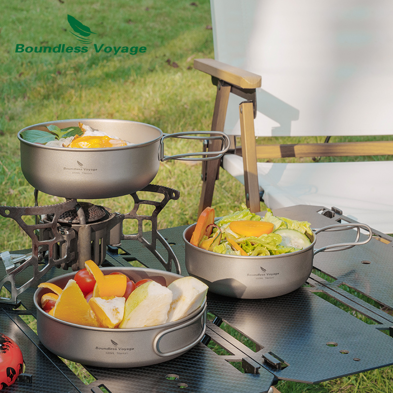 Camping Cooking Pots And Pans Set - 무한한 여정 티타늄 캠핑 조리 세트