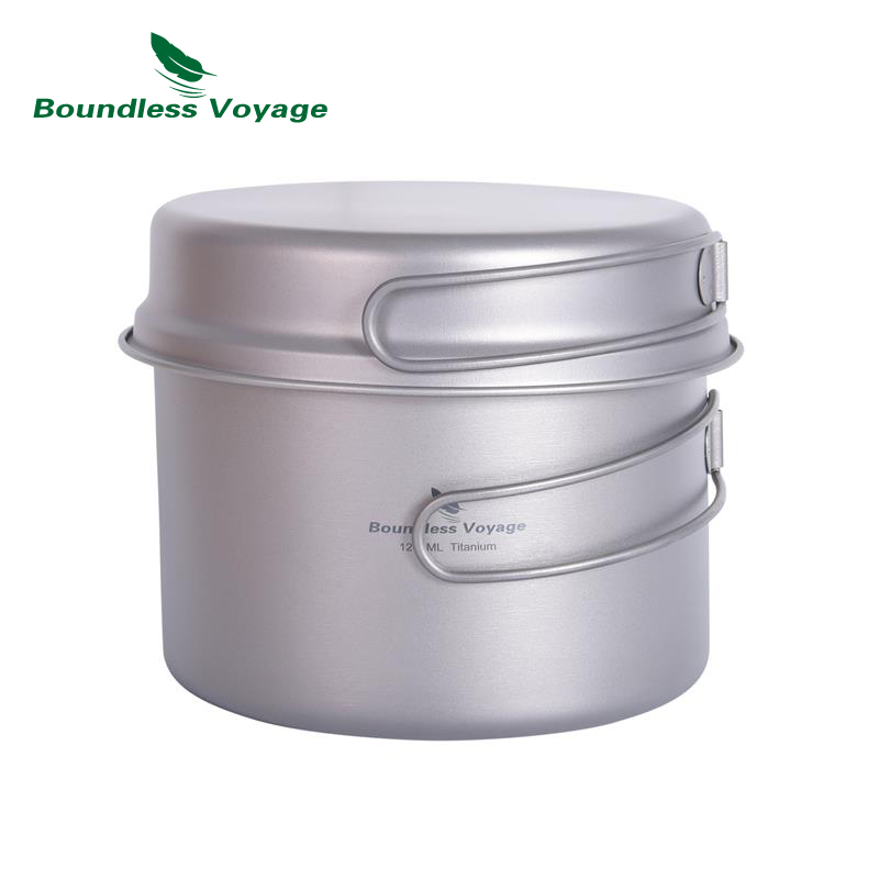 Camping Cooking Ware Set - Boundless Voyage 티타늄 냄비 및 프라이팬