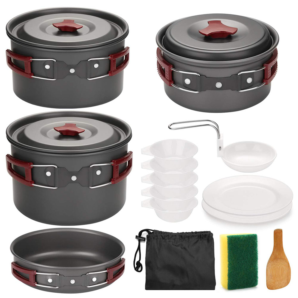 Camping Cooking Ware Set - 야외 캠핑 조리기구 키트, 논스틱 캠핑
