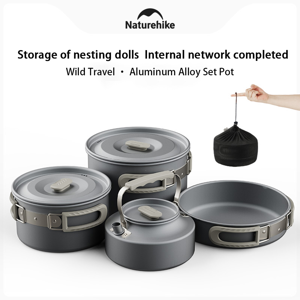 Camping Cooking Set Stainless Steel - 네이처하이크 야외 냄비 세트, 캠핑 요리
