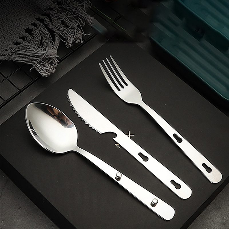 Camping Cooking Knife Set - 3개/세트 휴대용 스테인리스 식기 접이식 나이프