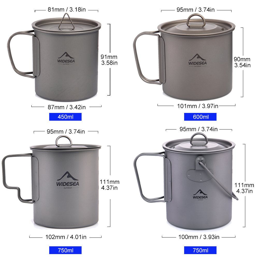 Widesea 캠핑 머그 티타늄 컵 관광객 식기 피크닉 - Camping Cooking Ware Set 리뷰 및 가격