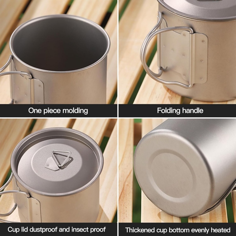 접이식 손잡이가 있는 티타늄 캠핑 머그컵, 가볍고 휴대 - Camping Cooking Ware Set 리뷰 및 가격