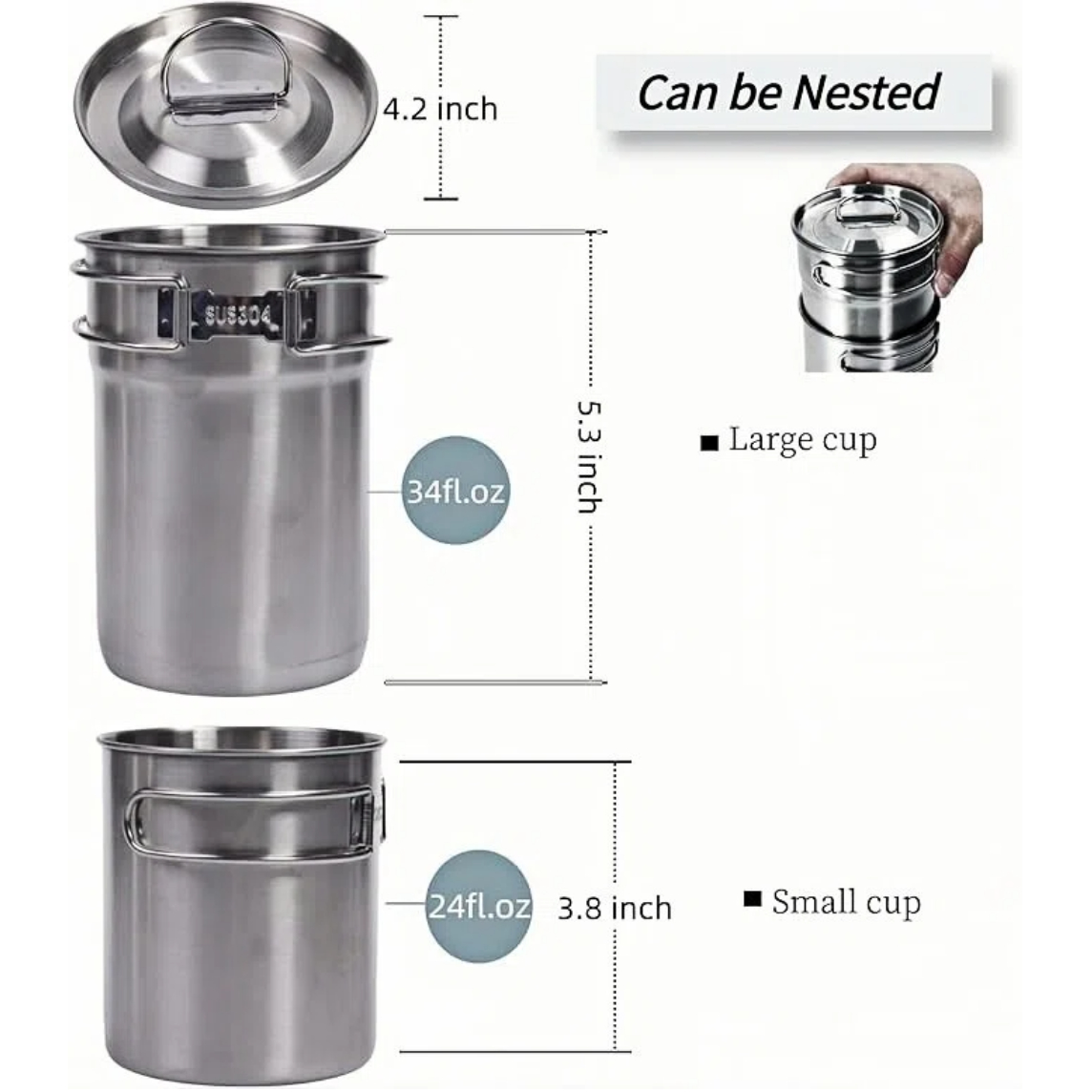 접이식 캠핑컵 머그컵 캠핑 냄비 조리기구 304 식품  - Camping Cooking Set Stainless Steel 리뷰 및 가격