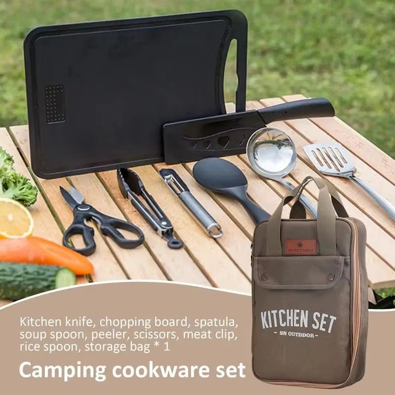 8pcs 캠핑 주방 조리기구 세트 휴대용 가방 야외 여 - Camping Cooking Set Stainless Steel 리뷰 및 가격