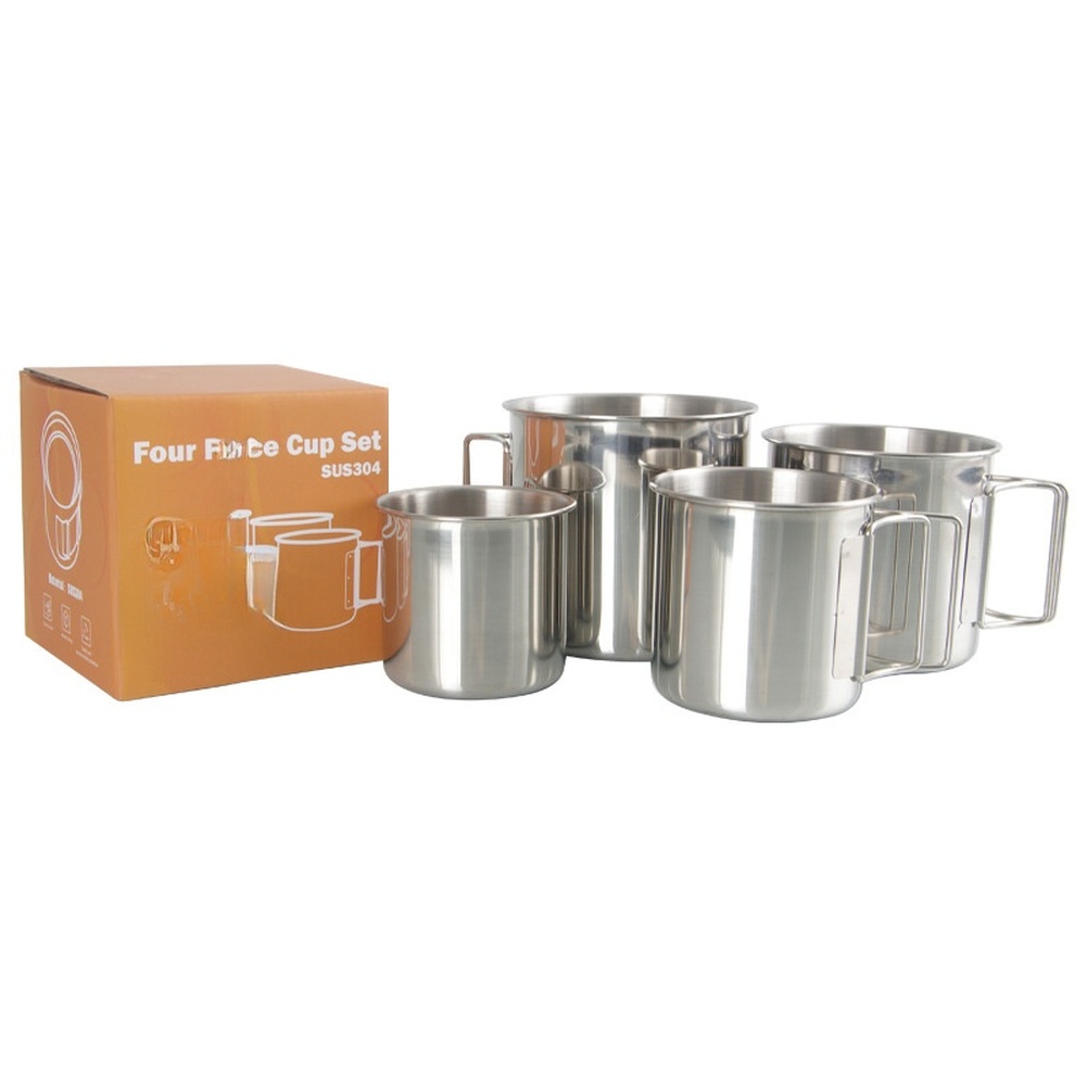 /스테인리스/스틸/304 캠핑컵 세트 휴대용 접이식 손 - Camping Cooking Set For 4 리뷰 및 가격