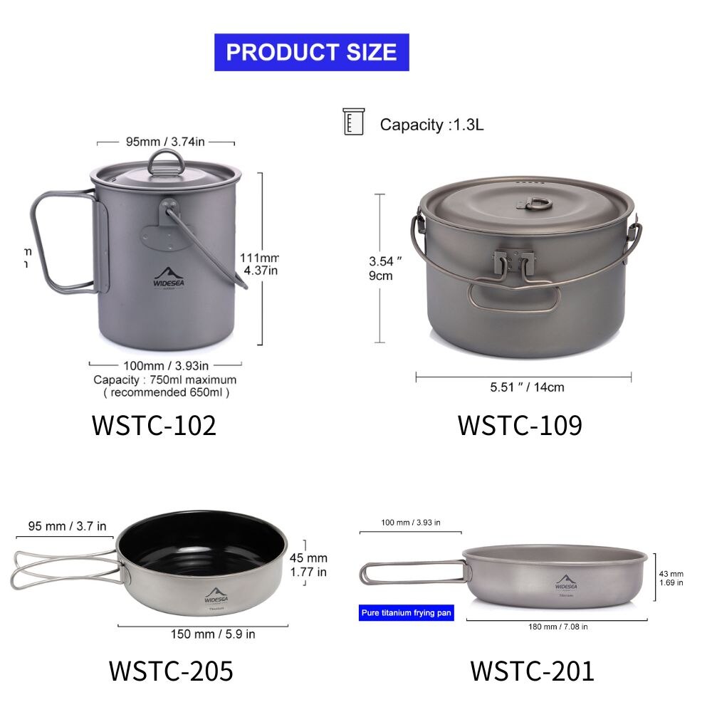 Widesea 캠핑 식기 티타늄 조리기구 세트, 관광  - Camping Cooking Ware Set 리뷰 및 가격