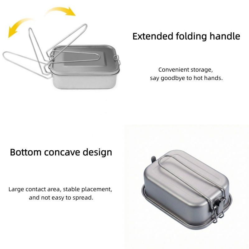 뚜껑과 접이식 손잡이가 있는 티타늄 도시락통, 누수 방 - Camping Cooking Set Stainless Steel 리뷰 및 가격