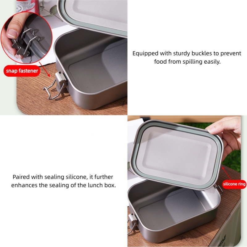 뚜껑과 접이식 손잡이가 있는 티타늄 도시락통, 누수 방 - Camping Cooking Set Stainless Steel 리뷰 및 가격