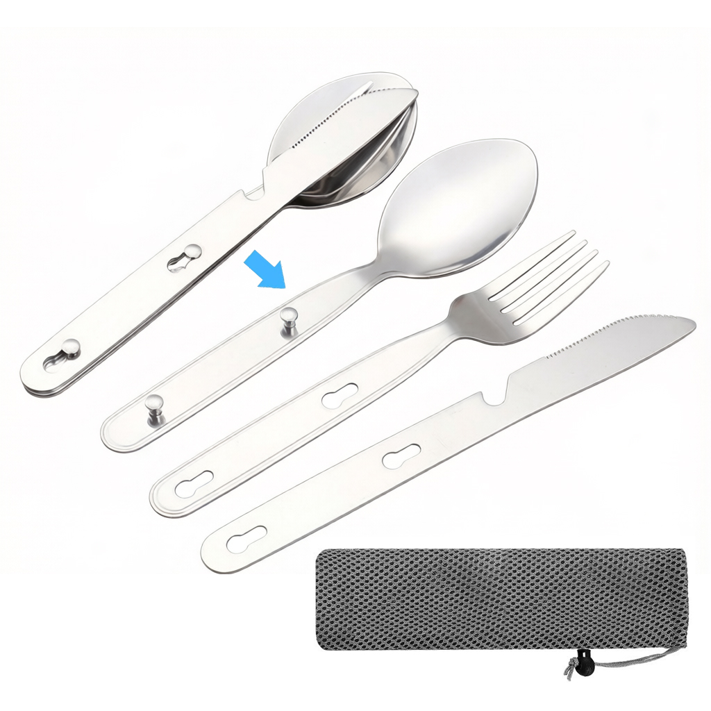 3개/세트 접이식 숟가락 포크 나이프 304 스테인레스 - Camping Cooking Knife Set 리뷰 및 가격