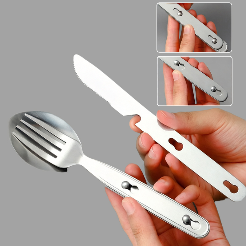 3개/세트 접이식 숟가락 포크 나이프 304 스테인레스 - Camping Cooking Knife Set 리뷰 및 가격