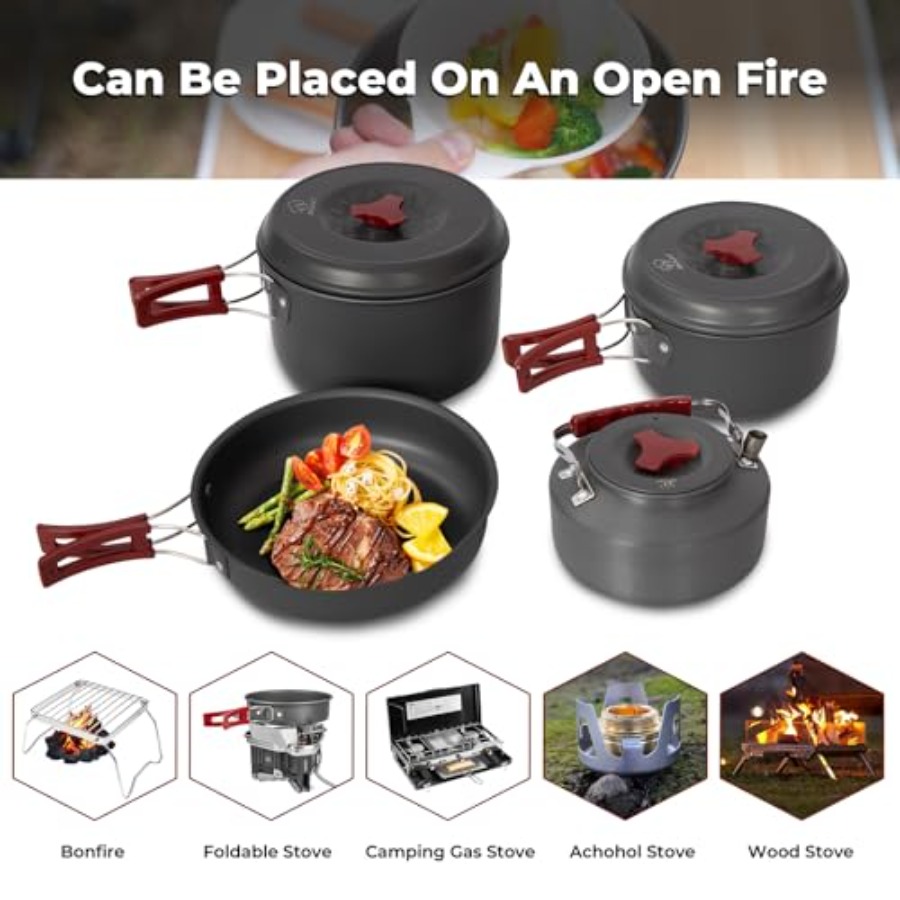 24//11/8/4 캠핑 조리기구 세트, 가벼운 백패킹 - Camping Cooking Set For 4 리뷰 및 가격