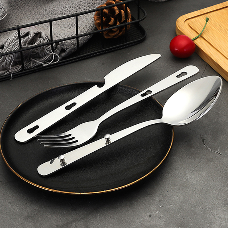 3개 세트 휴대용 스테인리스 식기 접이식 나이프 수저  - Camping Cooking Knife Set 리뷰 및 가격