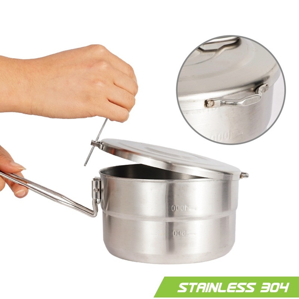 1.5L 304 스테인레스 스틸 캠핑 냄비 접이식 손잡 - Camping Cooking Kit Box 리뷰 및 가격