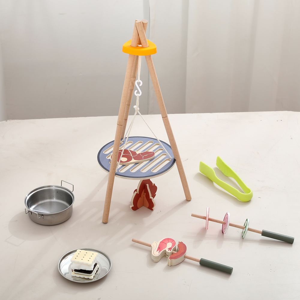 몬테소리 요리 체험 나무 야외 캠핑 장난감 나무 바베큐 - Camping Cooking Set For 4 리뷰 및 가격