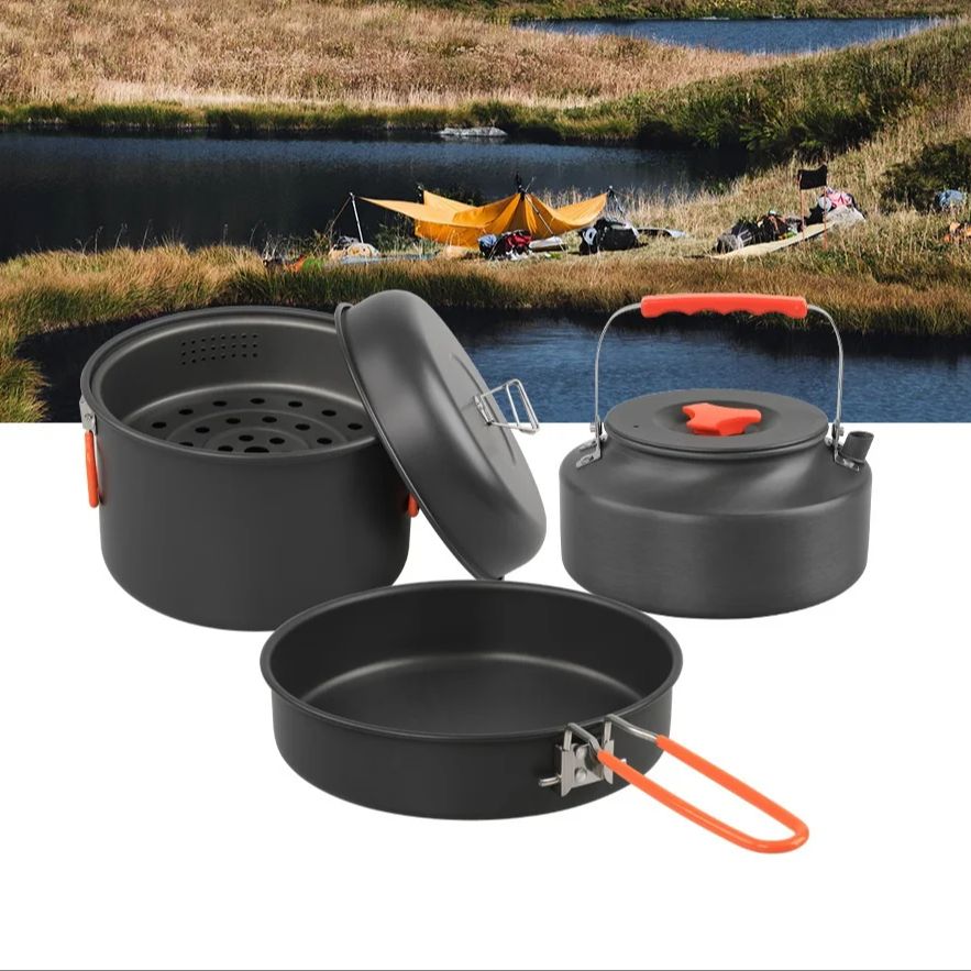 야외 조리기구 세트, 캠핑 요리 냄비 주전자, 스티머  - Camping Cooking Pots And Pans Set 리뷰 및 가격