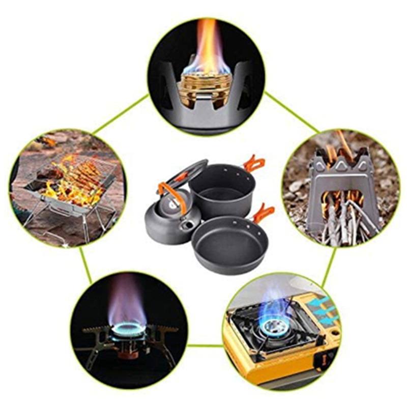 2~3인용 야외 캠핑 및 피크닉 캠핑 주방용품 알루미늄 - Camping Cooking Set 2 Person 리뷰 및 가격