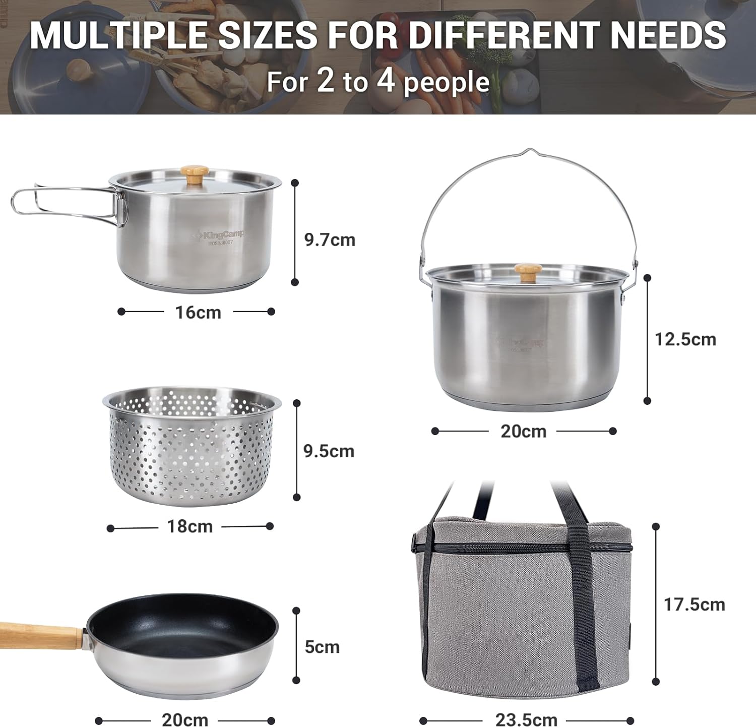 304 스테인리스 스틸 캠핑 조리기구 세트 - 캠프파이 - Camping Cooking Pots And Pans Set 리뷰 및 가격