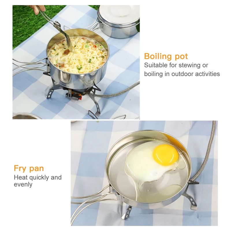 【빅 세일】스테인레스 스틸 4피스 캠핑 조리기구 세트- - Camping Cooking Set For 4 리뷰 및 가격
