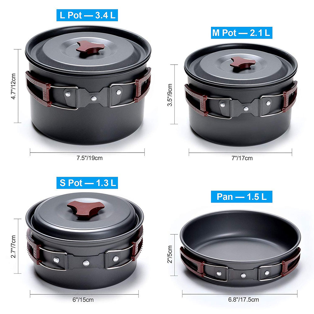 야외 캠핑 조리기구 키트, 논스틱 캠핑 팬, 경량 요리 - Camping Cooking Ware Set 리뷰 및 가격