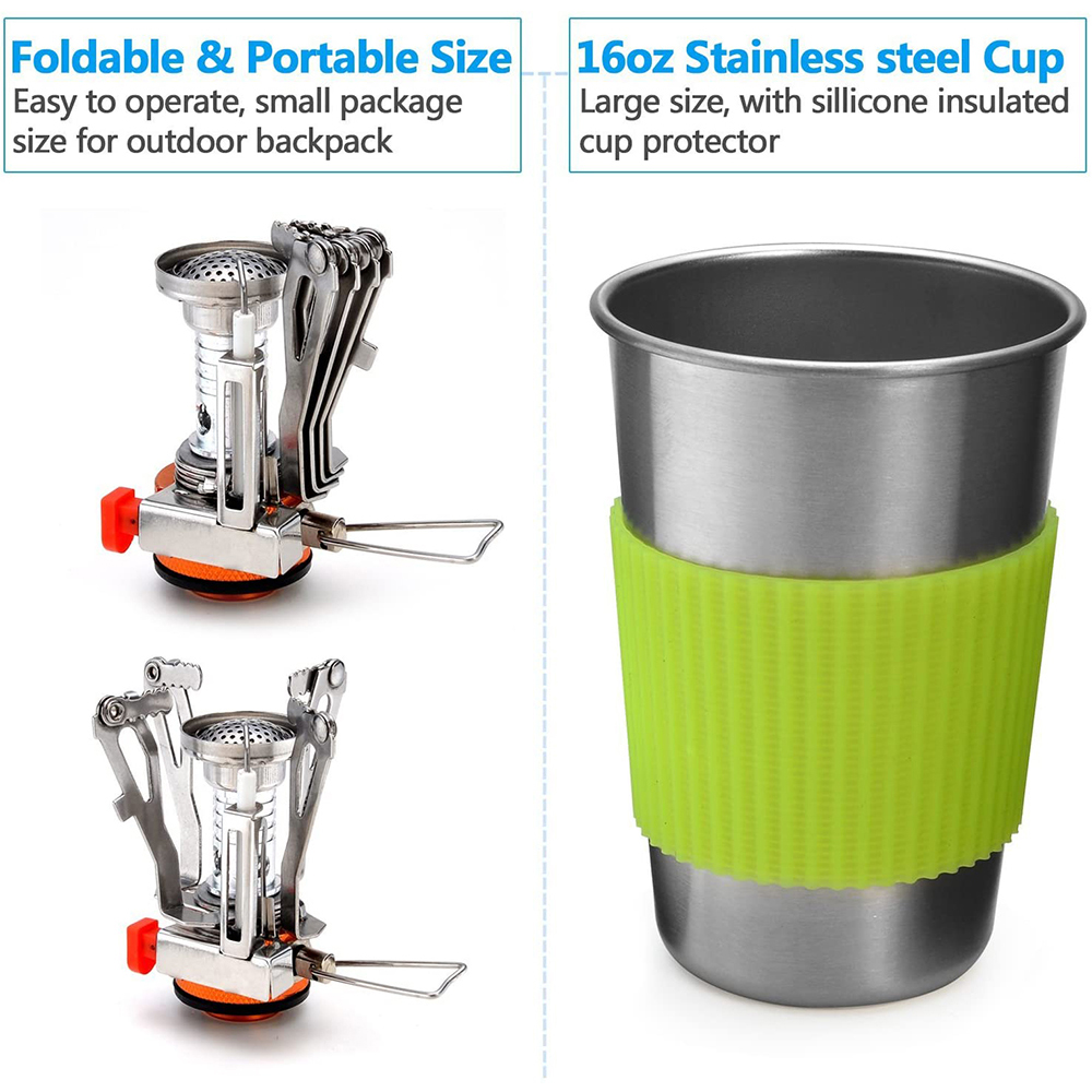 스토브가있는 캠핑 조리기구 키트 야외 요리 세트 야외  - Camping Cooking Ware Set 리뷰 및 가격