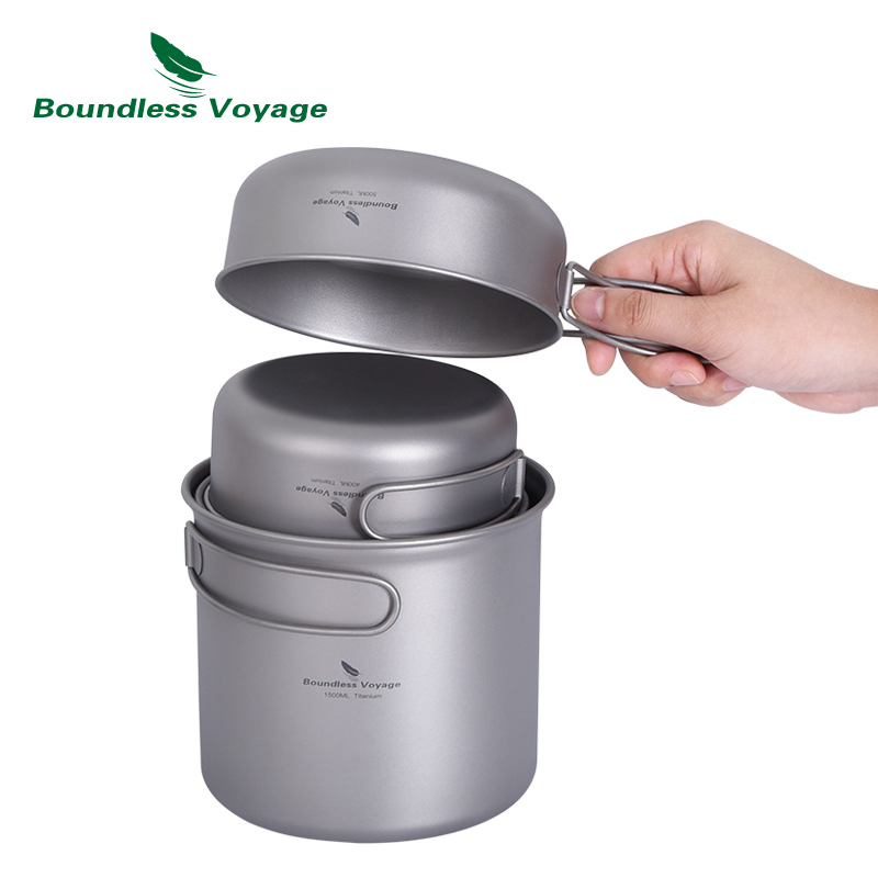 바운드리스 보야지 티타늄 냄비 팬 세트 접이식 손잡이  - Camping Cooking Pots And Pans Set 리뷰 및 가격