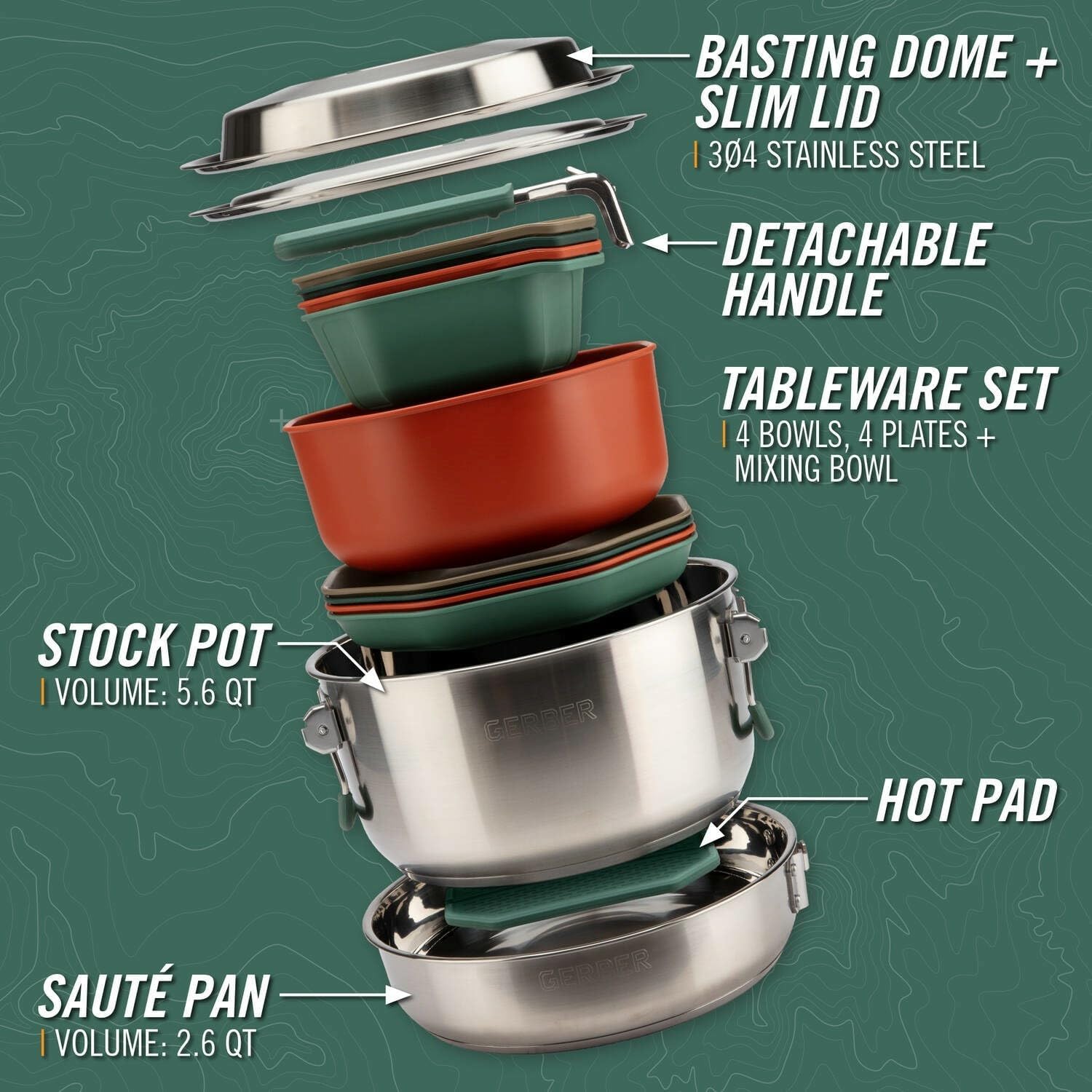 야외 요리 캠핑용 조리기구 세트, 식기세척기 사용 가능 - Camping Cooking Set For 4 리뷰 및 가격